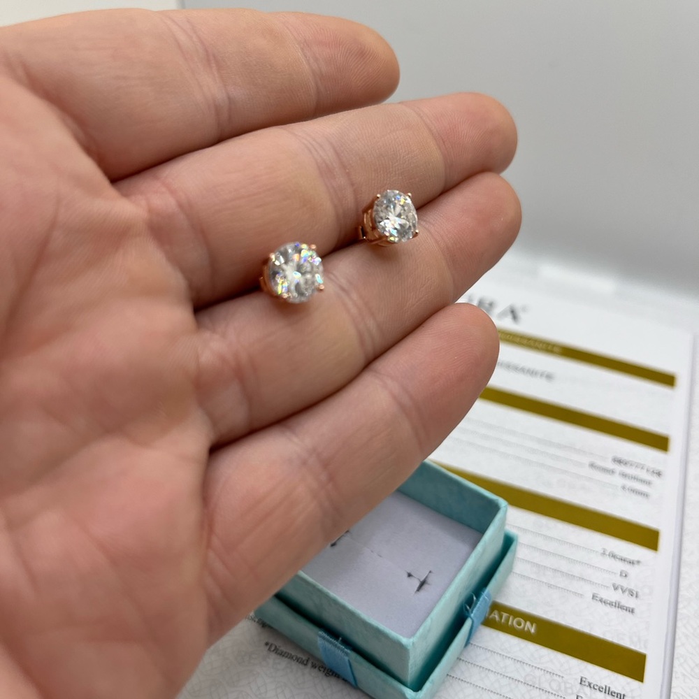 4 ctw rose gold diamond earrings